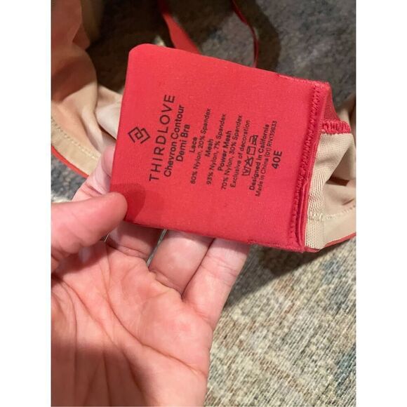 Thirdlove Red Chevron Adjustable Strap Underwire Contour Demi Bra Size 40E - Picture 3 of 7